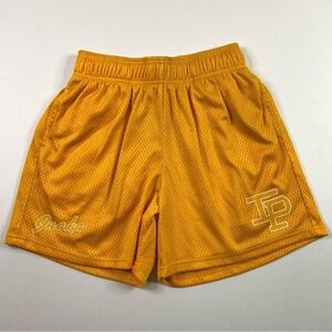 Inaka Power Basketball Shorts Mens S Yellow Mesh Athletic Stretch Drawstring Gym